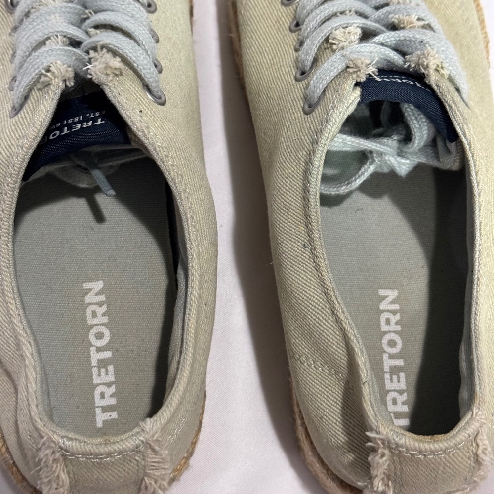 Tretorn Eve Platform Espadrille Sneaker Light Blue Canvas Frayed Jute Womens 8.5 - Picture 8 of 12